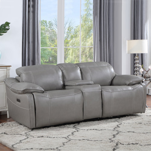 Ebern Designs Glenoak 81'' Leather Power Reclining Loveseat Wayfair